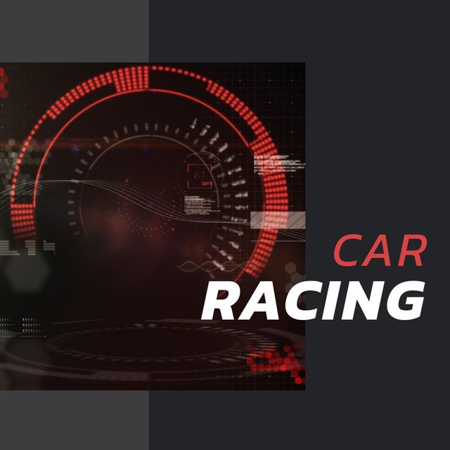 Illustration of car racing text with speedometer, copy space. illustration, monaco grand prix, formula one motor racing, racing event, circuit race.