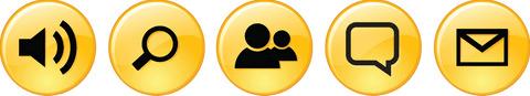 Transparent Vector Set of Communication and Search Icons on Yellow Buttons - Download Free Stock Videos Pikwizard.com