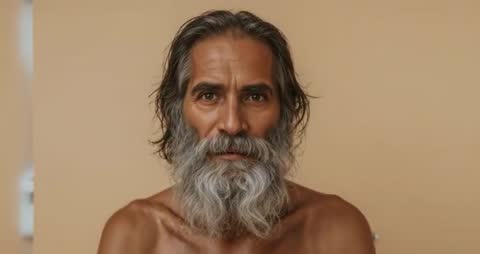 Contemplative Minimalist Portrait of Senior Man with Beard