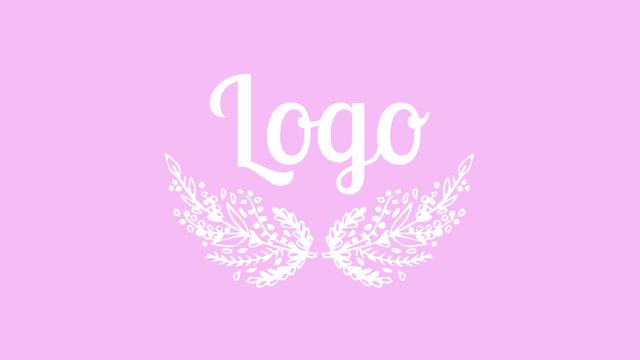 Elegant White Logo with Foliage Design on Pink Background - Download Free Stock Templates Pikwizard.com