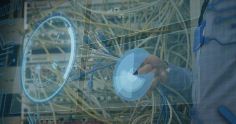 Engineer Holding Network Cables with Futuristic Interface Overlay - Download Free Stock Images Pikwizard.com