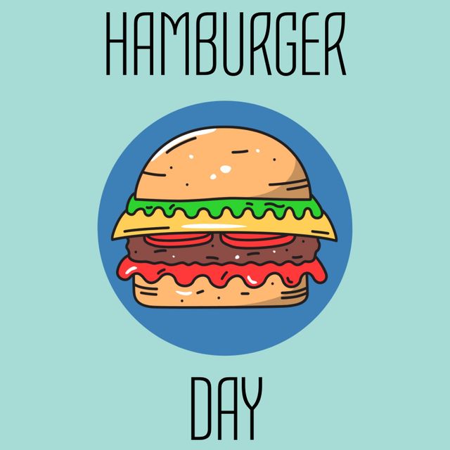 Hamburger Day Celebration Poster with Hamburger Icon - Download Free Stock Templates Pikwizard.com