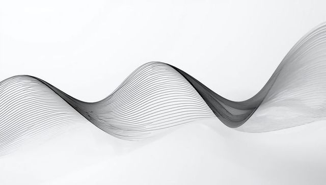 Abstract Undulating Black Ribbon Flowing on White