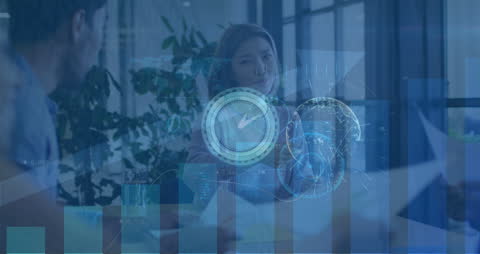 Corporate Team Collaborating with Futuristic Holographic Interfaces