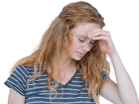 Transparent Background of Woman Experiencing Headache in Stressful Situation