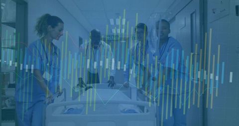 Healthcare professional team conducting emergency patient transfer