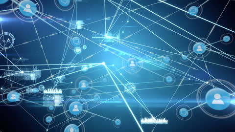 Digital Network Connections Illustration with Blue Background