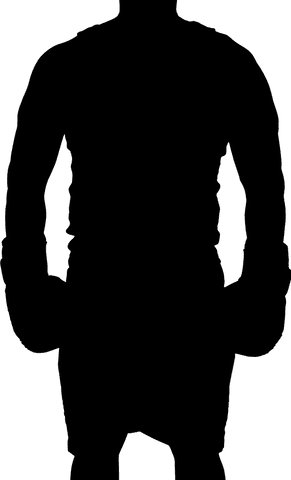 Silhouette of boxer mid section on transparent background