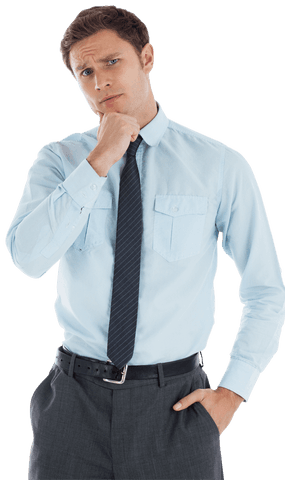 Thoughtful Young Businessman Transparent Background