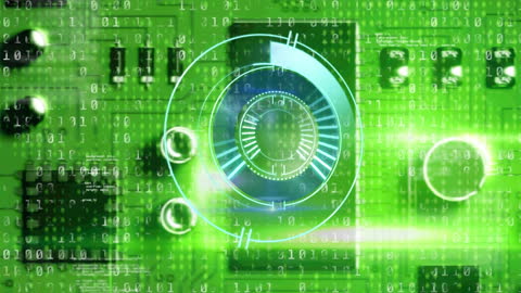 Digital Green Tech World with Binary and IoT Interface