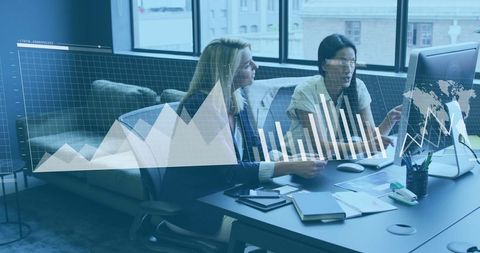 Professional Team Collaborating on Data Analysis in Modern Office