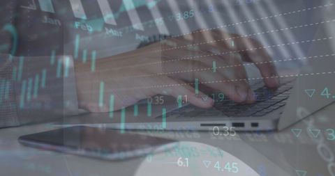 Digital Financial Analytics with Graphs and Laptop Usage - Download Free Stock Images Pikwizard.com