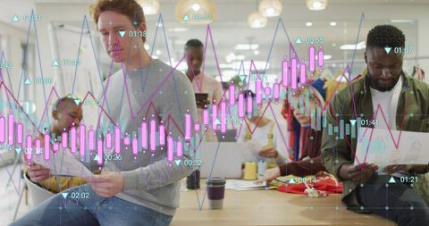 Diverse team collaborating on business growth strategy in modern office