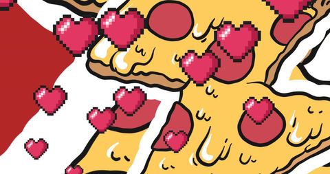 Retro Pixelated Hearts and Pizza Design - Download Free Stock Images Pikwizard.com