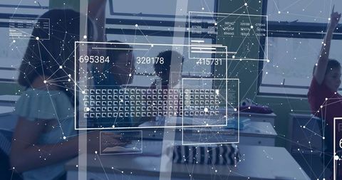 Digital Classroom with Children Using Laptops and Network Overlay