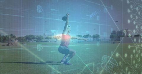 Tech-Enhanced Outdoor Kettlebell Workout Demonstration