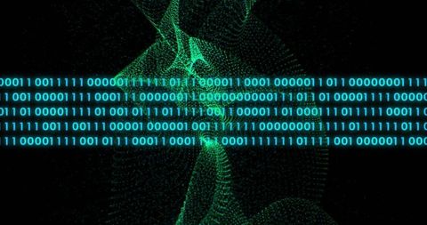 Streaming Binary Code on Futuristic Cyber Background