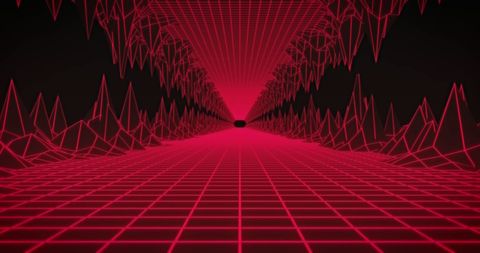 Geometric Neon Tunnel with Digital Grid Lines - Download Free Stock Images Pikwizard.com