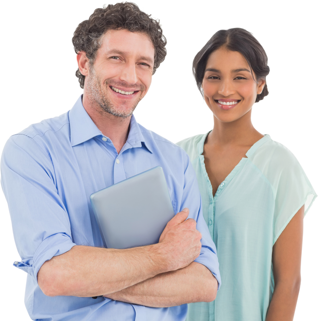 Smiling Professionals with Tablet on Transparent Background - Download Free Stock Videos Pikwizard.com