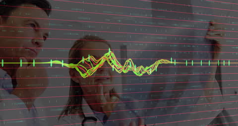 Businesswoman Analyzing Financial Data on Digital Interface Screen