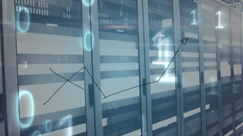 Digital Data Interface Animation in Modern Server Room