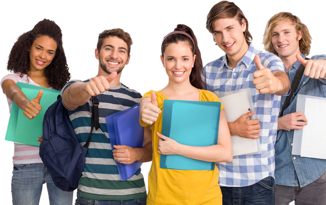 Transparent Group of Cheerful College Students Gesturing Thumbs Up - Download Free Stock Videos Pikwizard.com