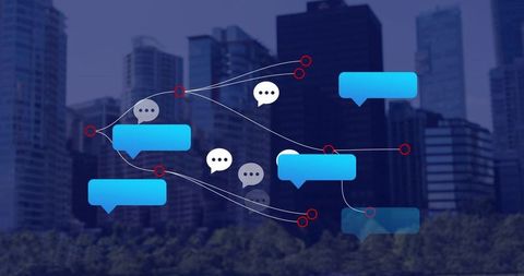 Social Media Network Concept Over Urban Skyline - Download Free Stock Images Pikwizard.com