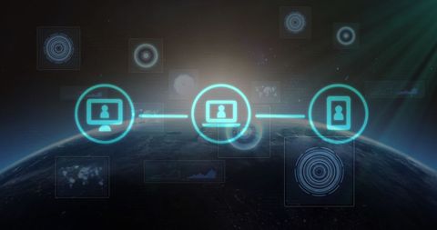 Digital Interface Icons Over Global Network - Download Free Stock Images Pikwizard.com