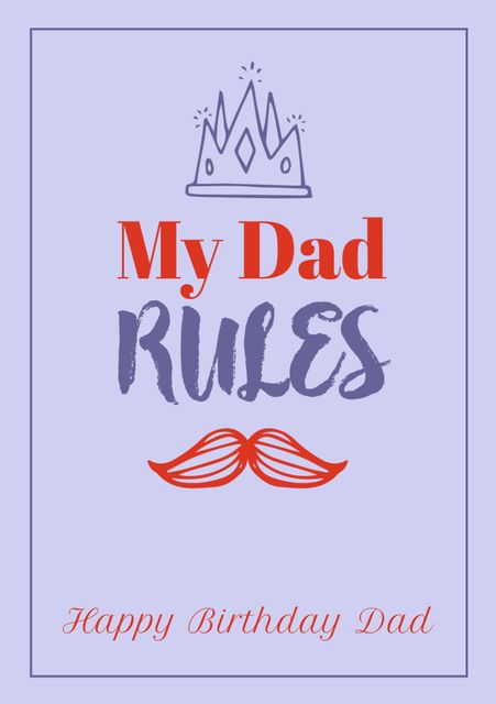 Birthday Card with 'My Dad Rules' Text on Purple Background - Download Free Stock Templates Pikwizard.com