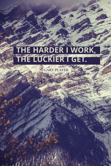 Inspirational poster featuring a motivational quote over a dramatic mountain backdrop is perfect for encouraging perseverance and hard work. Suitable for offices, classrooms, and study spaces, it reminds viewers that dedication breeds success.