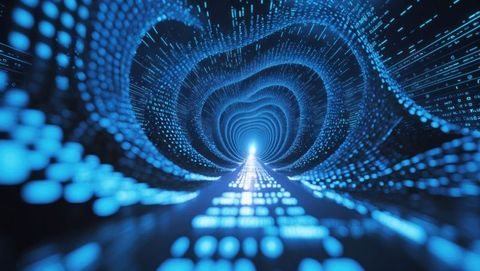Futuristic Cyber Tunnel of Streaming Data Particles - Download Free Stock Images Pikwizard.com