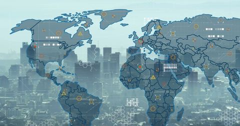 Global Digital Network Concept Over Modern Cityscape - Download Free Stock Images Pikwizard.com