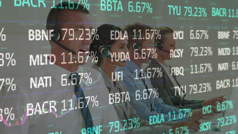 Business Team with Financial Data Visualization