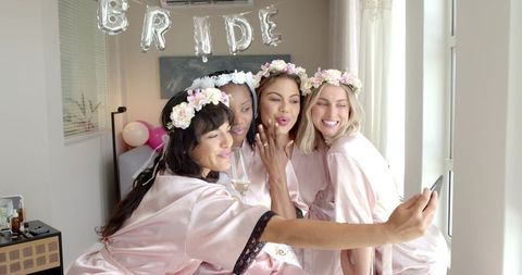 Bridesmaids Taking Selfie at Bridal Shower Celebration