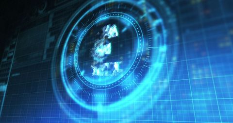 Digital Pound Sign in Futuristic Blue Tech Theme - Download Free Stock Images Pikwizard.com