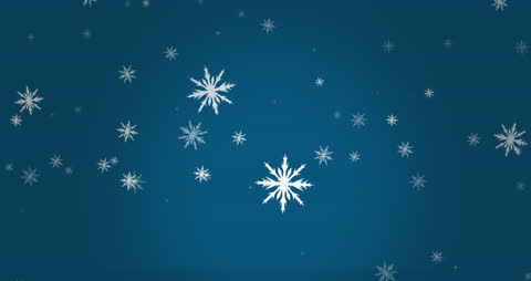 Falling Snowflakes on Deep Blue Background for Christmas