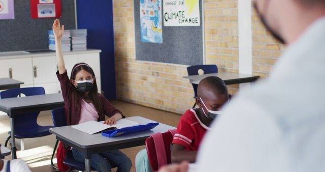 Elementary Students Participating in Classroom Activity During Pandemic - Download Free Stock Images Pikwizard.com