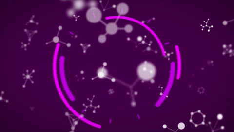 Abstract Digital Data Processing Animation with Molecular Structures