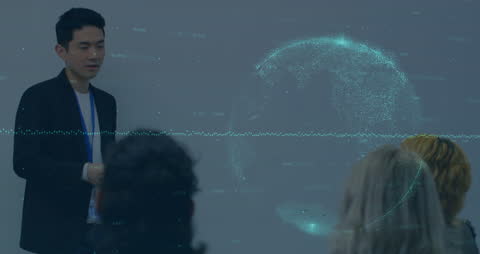 Businessman Presenting Digital Finance Data Visualization