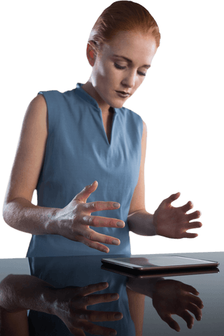 Businesswoman Interacting with Digital Tablet on Transparent Surface - Download Free Stock Videos Pikwizard.com