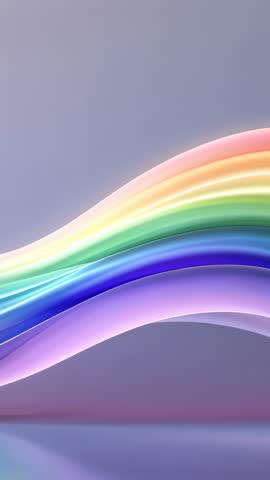 Looping layered rainbow wave gliding across vertical digital studio background