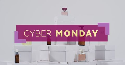 Cyber monday sale with beauty products and gift boxes