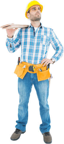 Transparent Image of Confident Worker Holding Wooden Planks - Download Free Stock Videos Pikwizard.com