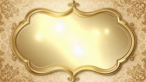 Gilded Baroque Plaque Reflecting Shifting Light and Sparkles on Damask Wall Cinematic Loop