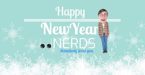 playful new year card with quirky character and snowflakes - Download Free Stock Templates Pikwizard.com