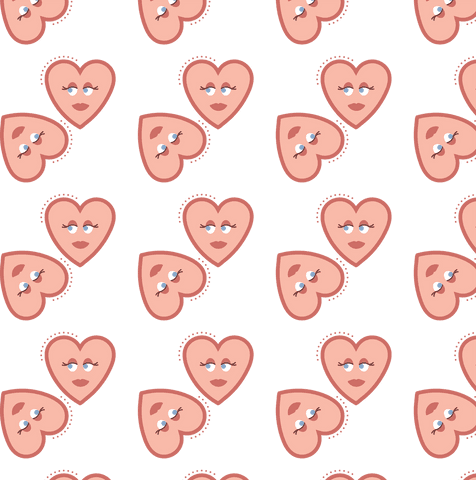 Cute heart face pattern design on transparent background
