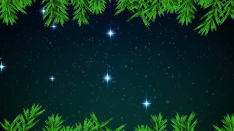 Festive Christmas Fir Tree Border with Stars and Snowflakes