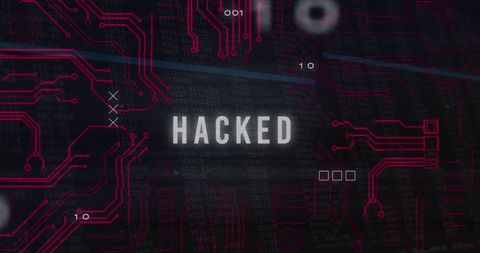 hacked text on digital interface with circuit lines - Download Free Stock Images Pikwizard.com