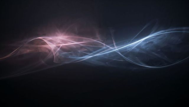 Luminescent Light Ribbons Flowing Across Dark Field Abstract Futuristic Motion Background