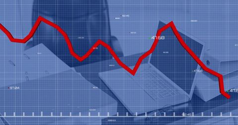 Business Analytics with Declining Graph Overlay App Display Concept - Download Free Stock Images Pikwizard.com